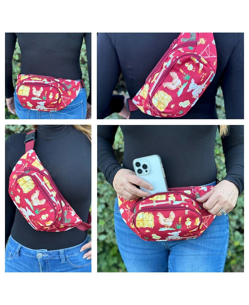 World Traveler Farm Animals 14-Inch Fanny Pack Adjustable Crossbody Waist Pack
