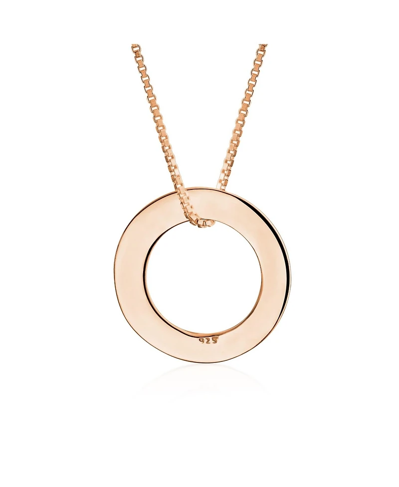 Bling Jewelry Word Inspirational Quote Sayings Circle Sisters Friends Pendant Necklace Rose Gold Plated .925 Sterling Silver