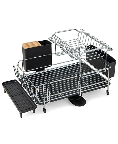 Sugift 2-Tier Detachable Dish Rack with Drainboard and 360° Swivel Spout