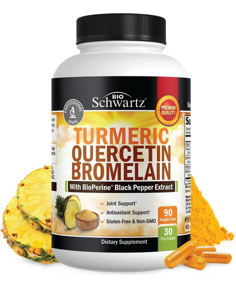 Turmeric Curcumin with BioPerine, Quercetin, Bromelain - Organic Turmeric Supplement