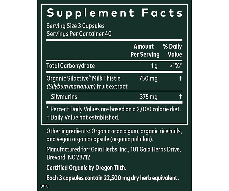 Gaia Herbs Milk Thistle Seed - Liver Supplement & Cleanse Support for Maintaining Healthy Liver Function - With Milk Thistle Seed Extract