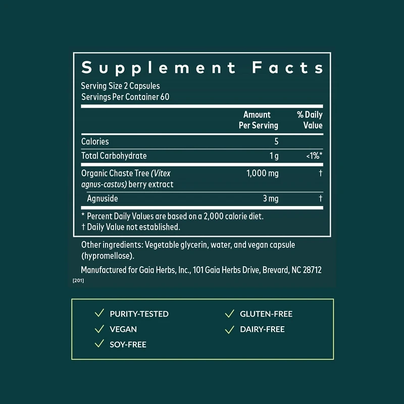 Gaia Herbs Vitex Berry (Chaste Tree) - Supports Hormone Balance & Fertility for Women