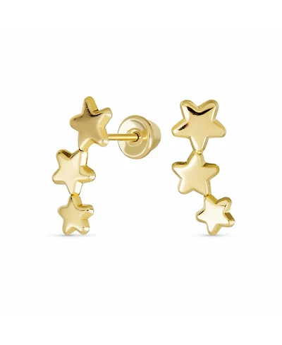 Bling Jewelry Solar Fun Celestial Usa Patriotic Mini Crawler 3 Star Stud Earrings Stud Earrings Screw Back Yellow 14K Gold