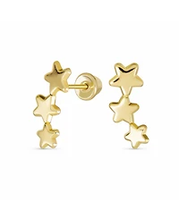 Bling Jewelry Solar Fun Celestial Usa Patriotic Mini Crawler 3 Star Stud Earrings Stud Earrings Screw Back Yellow 14K Gold