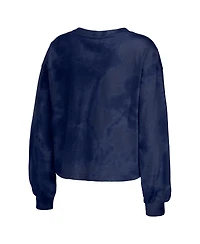 Women's Wear by Erin Andrews Navy Distressed Washington Nationals Tie-Dye Cropped Pullover Sweatshirt and Shorts Lounge Set