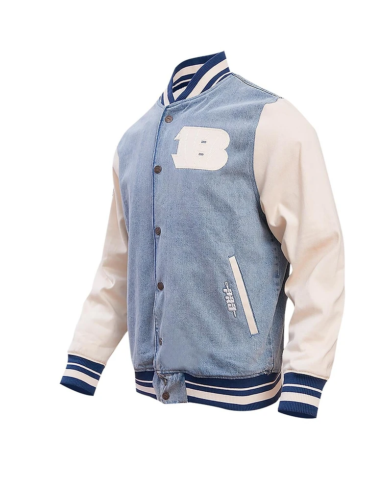 Men's Pro Standard Denim Distressed Cincinnati Bengals Varsity Blues Full-Snap Jacket