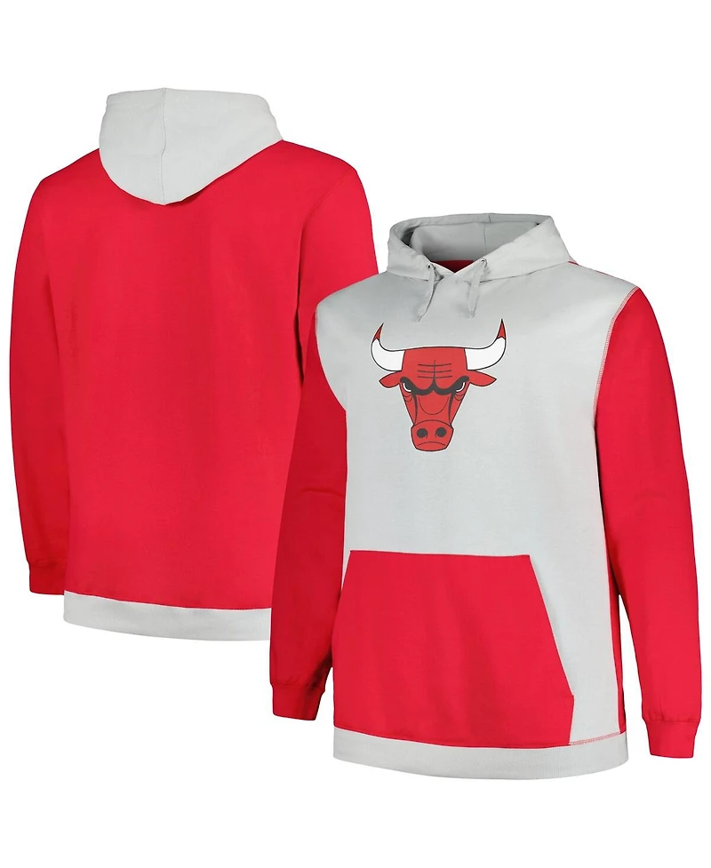Men's Fanatics Red, Silver Chicago Bulls Big and Tall Primary Arctic Pullover Hoodie