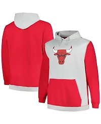 Men's Fanatics Red, Silver Chicago Bulls Big and Tall Primary Arctic Pullover Hoodie