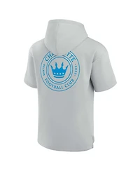 Men's and Women's Fanatics Signature Gray Charlotte Fc Super Soft Fleece Short Sleeve Pullover Hoodie