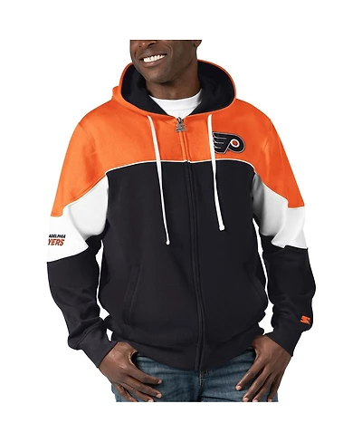Men's Starter Black, Orange Philadelphia Flyers Power Forward Full-Zip Hoodie