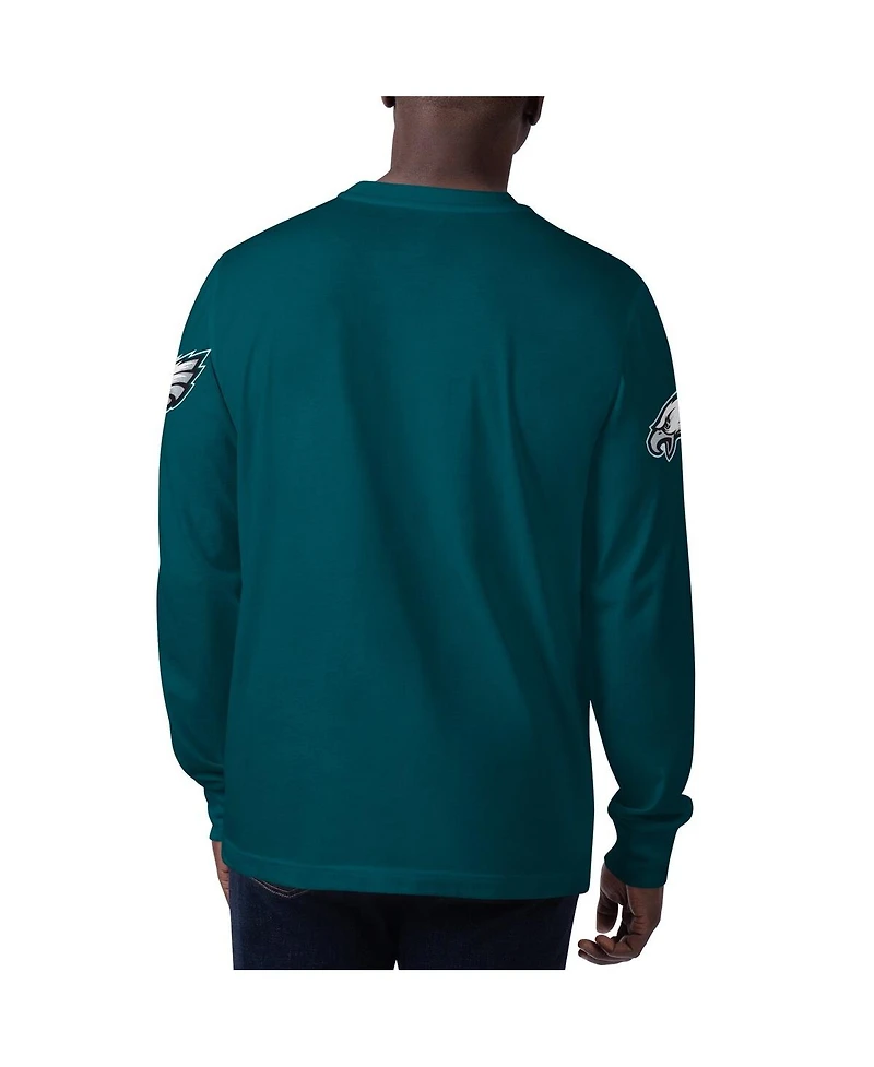 Men's Starter Midnight Green Philadelphia Eagles Clutch Hit Long Sleeve T-shirt