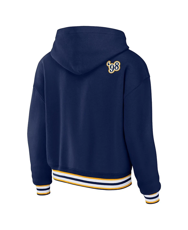 Women's Wear by Erin Andrews Navy Nashville Predators Lace-Up Pullover Hoodie