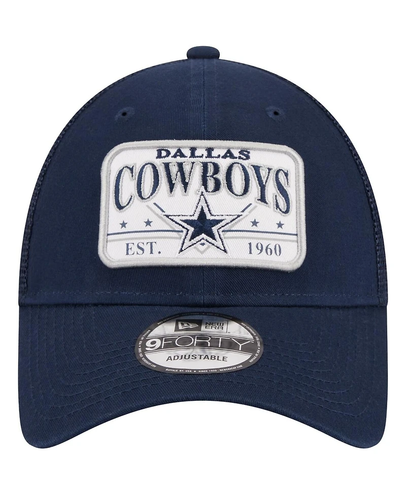 Men's New Era Navy Dallas Cowboys Plate 9FORTY Trucker Adjustable Hat