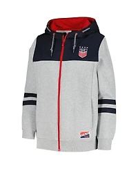 Men's 5th & Ocean by New Era Gray Uswnt Throwback Full-Zip Hoodie