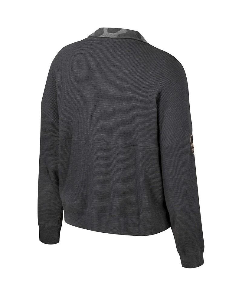 Women's Colosseum Heather Charcoal Florida State Seminoles Oht Military-Inspired Appreciation Payback Henley Thermal Sweatshirt