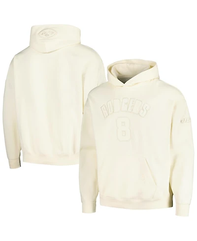 Men's Pro Standard Aaron Rodgers Cream New York Jets Player Name and Number Pullover Hoodie
