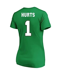 Women's Fanatics Jalen Hurts Kelly Green Philadelphia Eagles Plus Throwback Player Name and Number V-Neck T-shirt