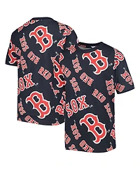 Big Boys Stitches Navy Boston Red Sox Allover Team T-shirt