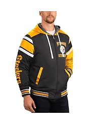 Men's G-iii Sports by Carl Banks Black, Gray Pittsburgh Steelers Extreme Full Back Reversible Hoodie Full-Zip Jacket