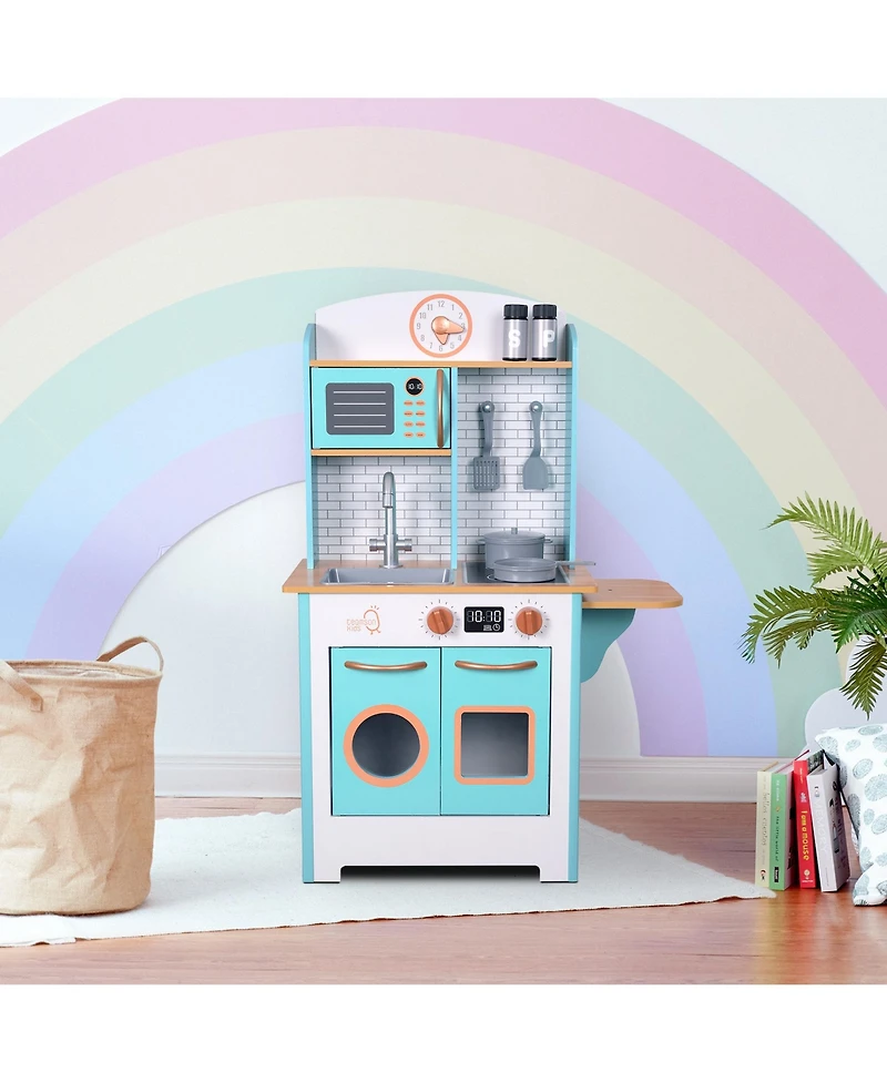 Teamson Kids - Little Chef Santos Retro Play Kitchen - Aqua/Wood