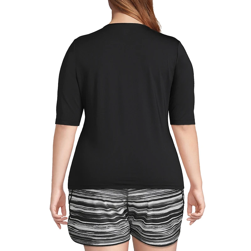 Lands' End Plus Size SunShade Upf 50 Elbow Sleeve Relaxed Rash Guard