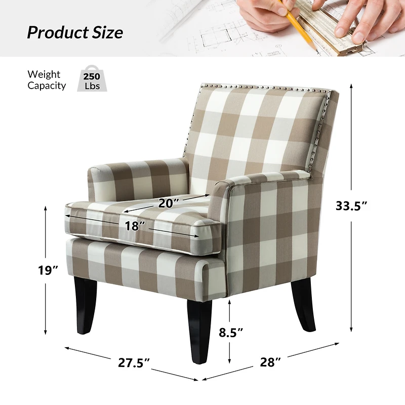 Herrera Classic Upholstered Armchair with Nail Head Trim