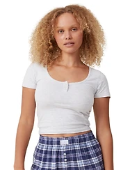 Cotton On Women's Peached Jersey Henley T-shirt