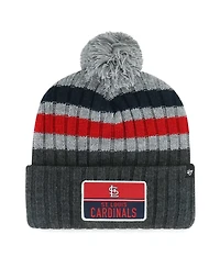 Men's '47 Brand Gray St. Louis Cardinals Stack Cuffed Knit Hat with Pom