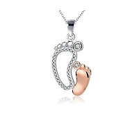 Baby Feet Necklace for Women with Cubic Zirconia