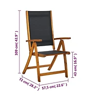 Folding Patio Chairs 2 pcs Solid Acacia Wood and Textilene