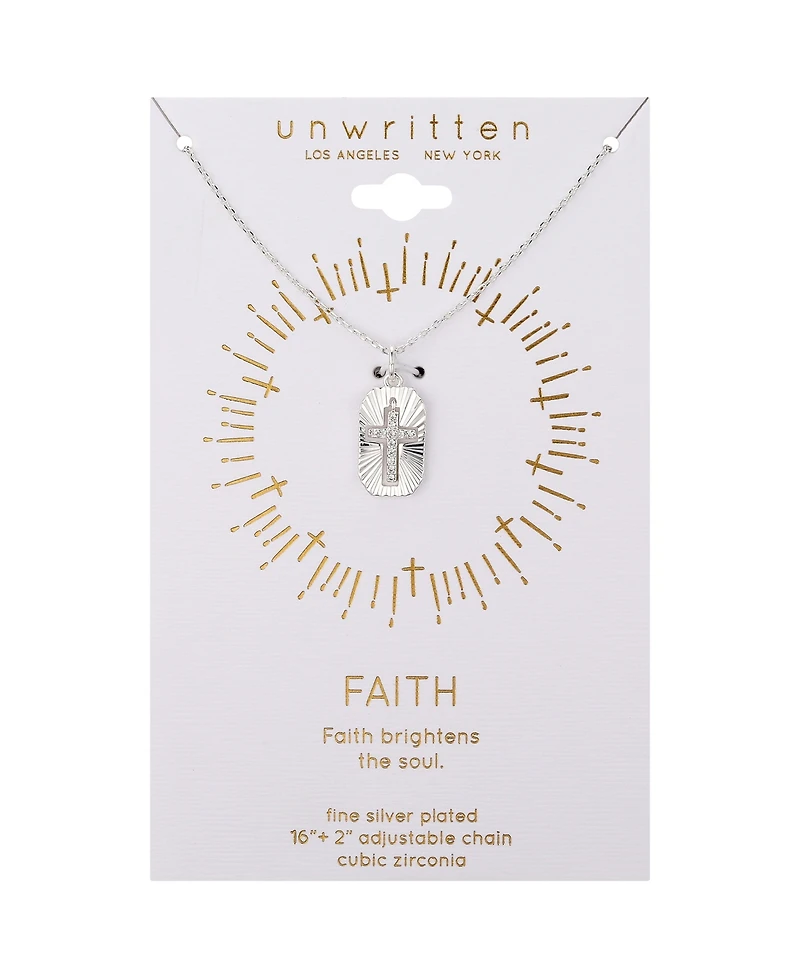 Unwritten Cubic Zirconia Cross Pendant Necklace
