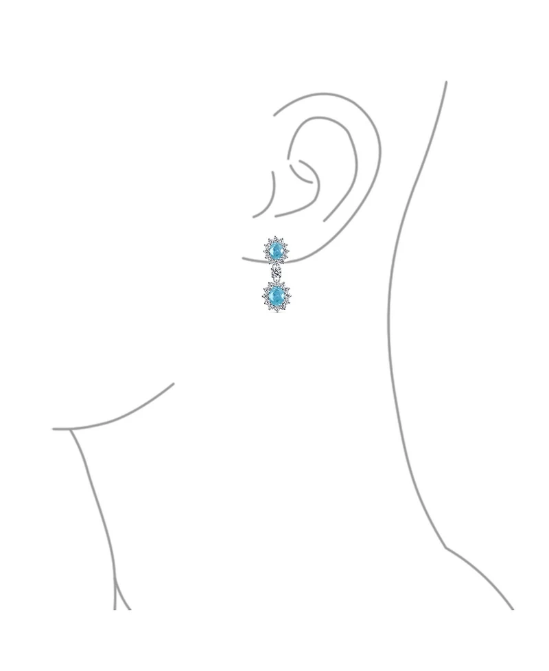 Bling Jewelry Art Deco Style Crown Halo Oval Cubic Zirconia Green Cz Fashion Dangle Drop Earrings Prom Rhodium Plated