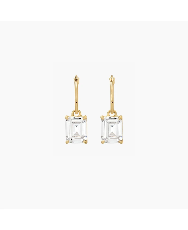 Bearfruit Jewelry Sterling Silver 18k Gold Plated Sparkle Dangling Pendant Hoop Earrings