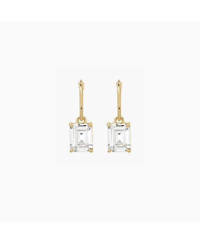 Bearfruit Jewelry Sterling Silver 18k Gold Plated Sparkle Dangling Pendant Hoop Earrings