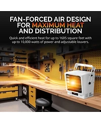 Newair Hardwired 240v Electric Workshop Garage Heater 10,000W Powerful Fan-Forced Rapid Heat for Ceiling, Wall or Counter Mount,Heats up to 1605 sq.ft