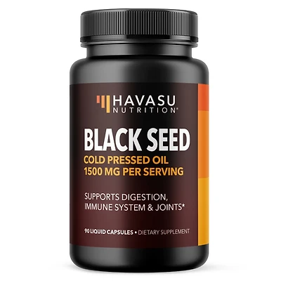 Black Seed Oil Nigella Sativa Capsules, Cold Pressed Organic Black Cumin Seed Oil for Hair Skin and Metabolism Support, Havasu, 90ct