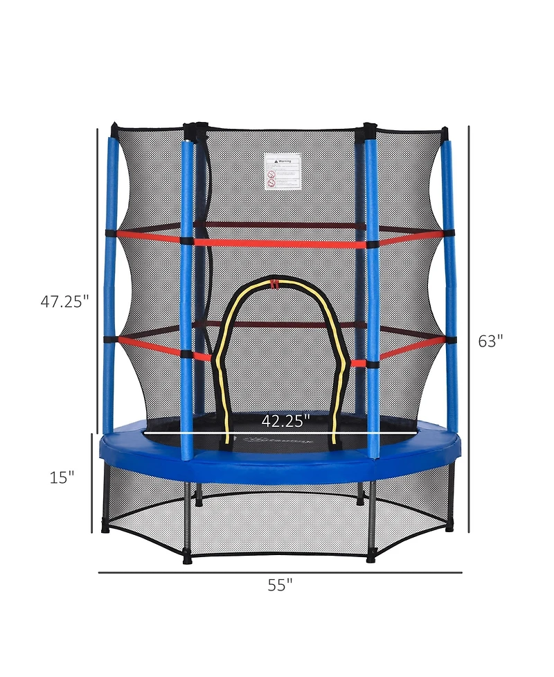 Outsunny Φ5FT Kids Trampoline with Enclosure Net for Age 3 to 6 Years