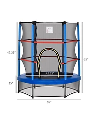 Outsunny Φ5FT Kids Trampoline with Enclosure Net for Age 3 to 6 Years