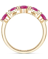 Emerald (5/8 ct. t.w.) & Diamond (1/5 Double Row Ring 14k Gold (Also Ruby Sapphire)