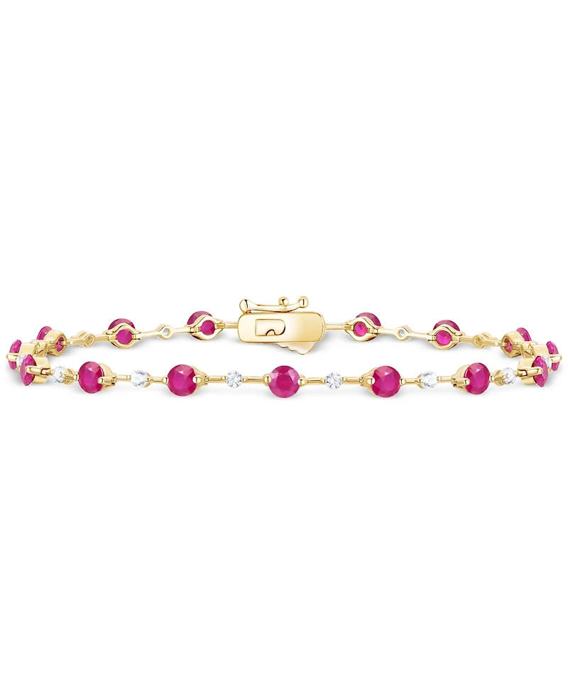 Emerald (2-1/8 ct. t.w.) & Diamond (1/2 Bracelet 14k Gold (Also Ruby Sapphire)
