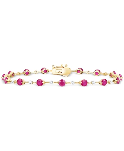 Emerald (2-1/8 ct. t.w.) & Diamond (1/2 Bracelet 14k Gold (Also Ruby Sapphire)