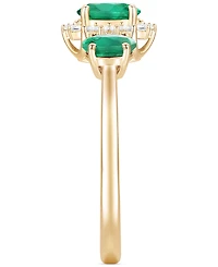 Emerald (1-1/8 ct. t.w.) & Diamond (1/8 ct. t.w.) Triple Oval Halo Ring in 14k Gold (Also in Ruby & Sapphire)