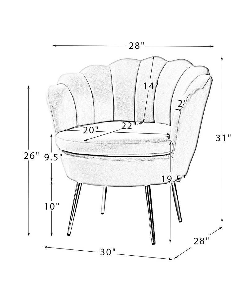 Modern Velvet Barrel Chair with Channel Tufted Back