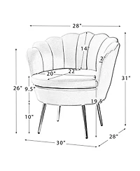 Modern Velvet Barrel Chair with Channel Tufted Back