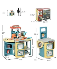 Qaba Kids Tool Set, 47 Pieces Pretend Play Kids Workbench, Toddler Tool Bench & Trolley for Children, Gift for Boys and Girls Aged 3-6 Years Old