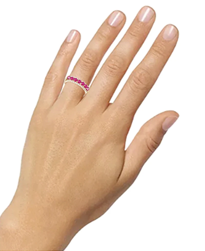 2-Pc. Set Emerald (7/8 ct. t.w.) Ring & Diamond Enhancer (1/4 14k Gold (Also Ruby and Sapphire)
