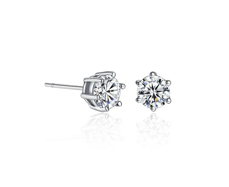 Round Cut Cubic Zirconia Stud Earrings