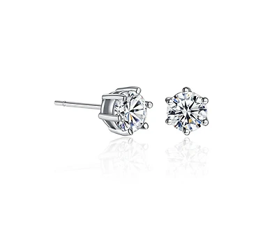Round Cut Cubic Zirconia Stud Earrings