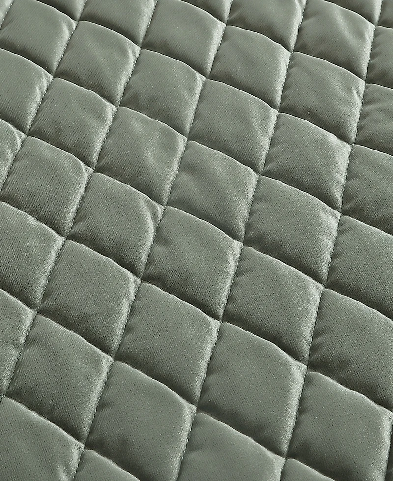 Laura Ashley Solid Diamond Stitch Velvet -Piece Quilt Set