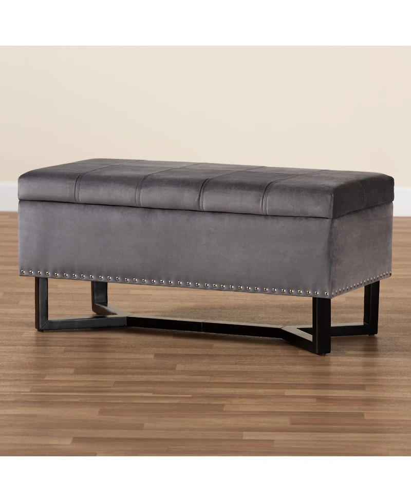 Baxton Studio Esther Modern and Contemporary Velvet Fabric Upholstered and Finished Wood Storage Ottoman